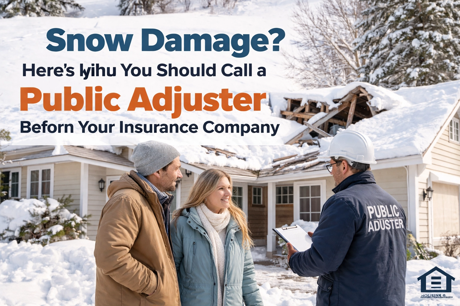 Snow Damage? Here's Why You Should Call a Public Adjuster Before Your Insurance Company.